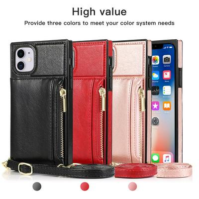 Fashion Crossbody Type Multi-purpose Zipper Drop Protection Flip Card Slots PU Leather Wallet Phone Case for iPhone 12/12 Pro(6.1)