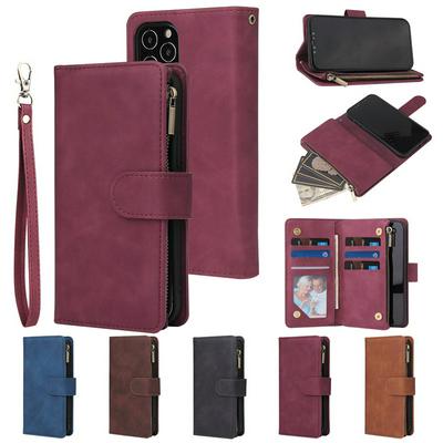 Multifunctional Cards Holder Shockproof PU Leather Zipper Wallet Phone Case for iPhone 12 / 12 Pro(6.1)