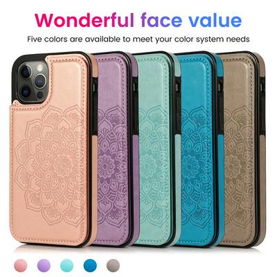 Double Buckle Mandala Magnetic Clasp Multifunctional Shockproof PU Leather Wallet Phone case with Card Slot for iPhone 12 / 12 Pro(6.1)
