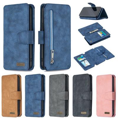 Frosted Zipper Wallet BF07 Type Detachable Scratch Resistant PU Leather Phone Case for iPhone 12 / 12 Pro(6.1)