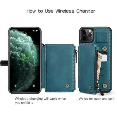 C20 Type Multifunctional RFID Blocking Scratch Resistant Frosted Touch Feel PU Leather Case with Card Slots and Wallet for iPhone 11 Pro Max(6.5)