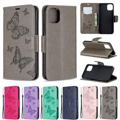 Wallet Case for iPhone 2019 6.5inch, Butterfly-debossed Leather Phone Case