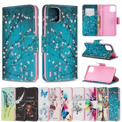 Wallet Case for iPhone 11 Pro Max Colored Painting Leather Phone Cover with Magnetic Closure and Kickstand