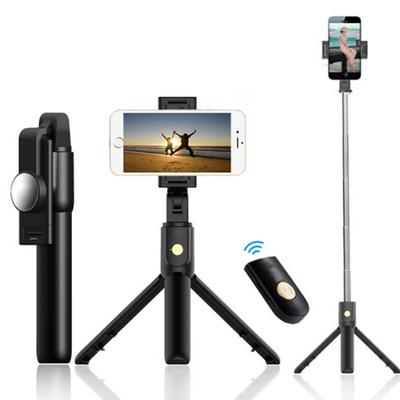 Foldable 3 in 1 Selfie Stick Tooth Stand Holder Selfiestick Mirror Remote Control Bluetooth Phone Tripod 