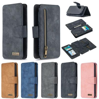 Frosted Zipper Wallet BF07 Type Detachable Scratch Resistant PU Leather Phone Case for iPhone 12 Mini(5.4)