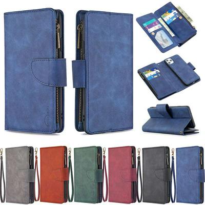 Skin Feel Zipper Wallet BF02 Scratch Resistant PU Leather Phone Protective Case with Stand &Lanyard for iPhone 11 Pro Max(6.5)