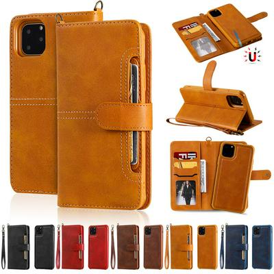 2 in 1 Leather Wallet Case for iPhone 11 Pro Max, Magnetic Detachable Phone Cover with Hidden Stand