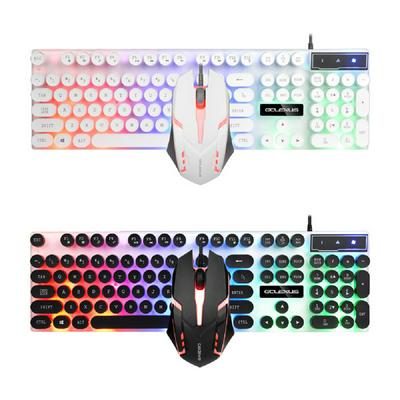 Retro Punk Suspended Backlit Game Mechanical Feel Keyboard Mouse Set