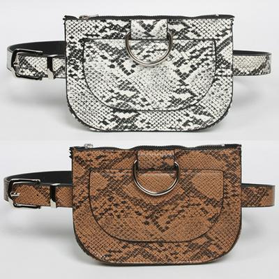 Women's Leather Belt Bag Stylish Snakeskin Waist Bag