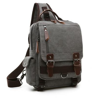 Vintage Canvas Single Shoulder Backpack Leather-decorated Travel Shoulder Bag