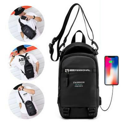 Large Capacity USB Charging Multi-Function Men's Multi-Layer Storage Shoulder Diagonal Double Shoulder Backpack Cross-Body Chest Bag