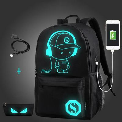Senkey Style Student School Backpack Anime Luminous  USB Charge Laptop Computer Backpack For Teenager Anti-theft Boys School Bag
