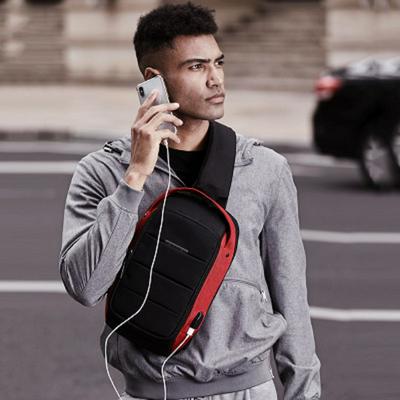 Men's Korean Version Fashion Chest Bag Smart USB Charging Oxford Cloth Waterproof Shoulder Crossbody Bag 