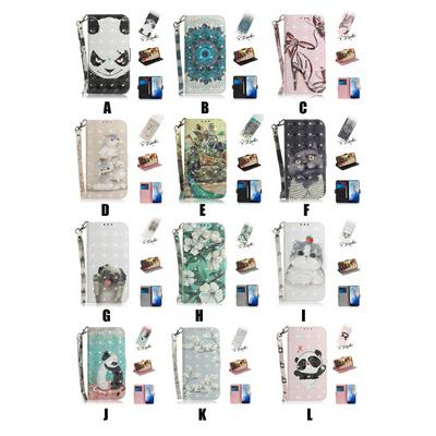 3D Colored Painting Shock-Absorption Side Flip PU Leather + Soft TPU Wrist Strap Card Slots with Magnetic Buckle and Stand Wallet Case for Samsung Galaxy A71