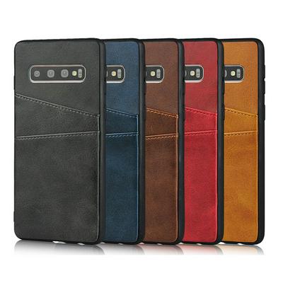 Card Phone Case for Samsung Galaxy S10, Calfskin-like Leather Phone Cover with Two Card Slots