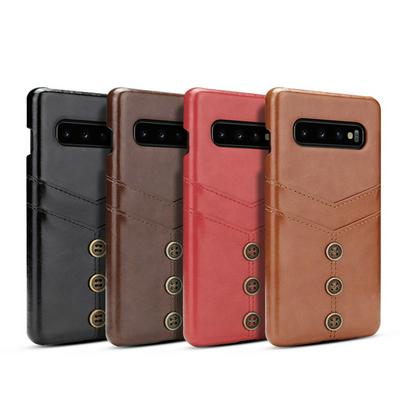 Case for Samsung Galaxy S10 5G, Leather Card Holder Phone Cover with Bronze Buttons on the Back