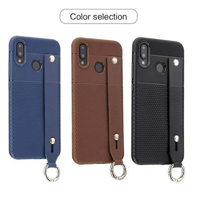 Solid Color Anti-Scratch Shockproof Soft TPU with Hand Strap and Stand Protective Case for Huawei P Smart+ / Nova 3i