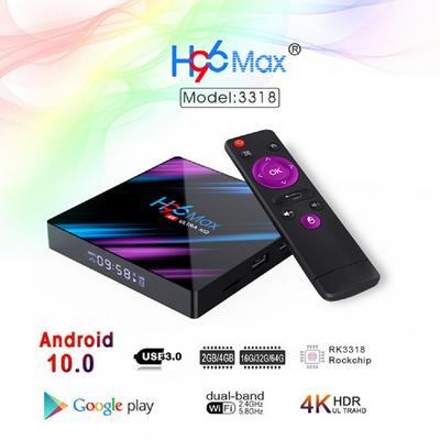 H96Max RK3318 Android 10.0 BT4.0 Smart TV Box 2.4G & 5G Dual Wifi 4K HD Media Player Google Voice Remote Android TV Set Top Box