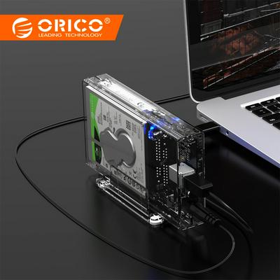 ORICO 2 Bay 2.5'' HDD Case SATA to USB 3.0 Transparent Hard Drive Enclosure Support UASP for 7-9.5 mm HDD SSD With 5V Adapter