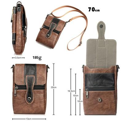 6.4 Inch Universal Waist Bag Waterproof  PU Leather Case Earphone Holder with Belt Clip for iPhone Samsung Cellphones 