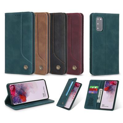 Retro Classic Strong Magnetic Type Shockproof PU Leather Wallet Phone Case for Samsung Galaxy S20