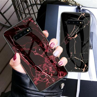 Colored Painting Marble Pattern Anti-scratch Tempered Glass Back Cover Protecting Hard Case for Samsung Galaxy S10 Lite 