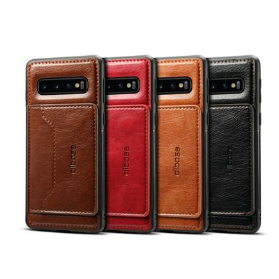 Dibase Crazy Horse Pattern 2 in 1 Plating PU Leather + Soft TPU Leather Coated Stand with Patch Card Slot Back Cover Case for Samsung Galaxy S10+ / S10 Plus