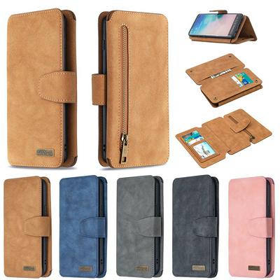 Frosted Zipper Wallet BF07 Type Scratch Resistant PU Leather Wallet Phone Case for Samsung Galaxy S10+ / S10 Plus