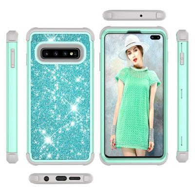 Glitter Powder C Style 3 in 1 Detachable Shockproof PC Frame + Soft Silicone + PC Back Hybrid Back Cover Case for Samsung Galaxy S10+ / S10 Plus