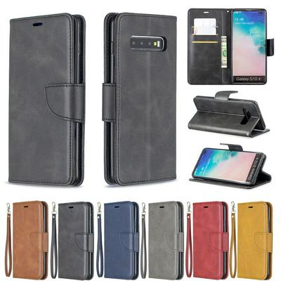 Sheep Skin Shockproof PU Leather + Soft TPU with Card Slots Stand Wallet Protective Case for Samsung Galaxy S10+ / S10 Plus