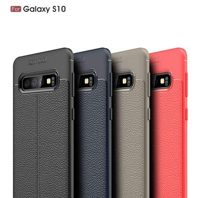 Litchi Pattern Anti-Scratch Shockproof Soft TPU Back Cover Protective Case for Samsung Galaxy S10 