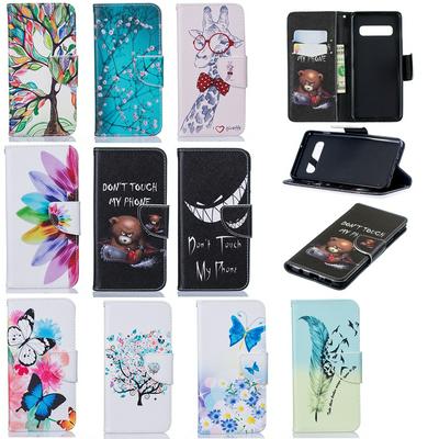 Colored Painted Side Flip Shockproof PU Leather + Soft TPU Stand with Magnetic Buckle and Card Slots Wallet Protective Case for Samsung Galaxy S10