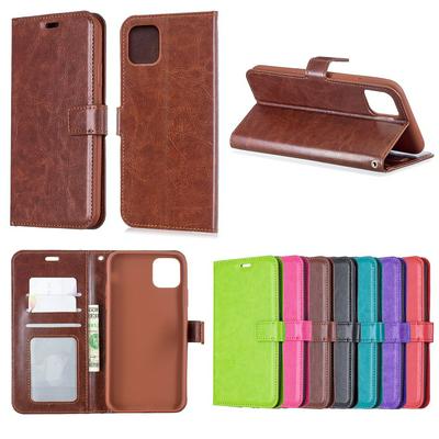 Crazy Horse Pattern PU Leather + TPU with Card Slots Wallet and Stand Support Cover Case for Apple iPhone 11 Pro Max(6.5) 