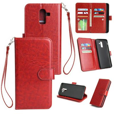 Solid Color Side Flip PU Leather + Soft TPU Picture Frame with  Picture Frame and 9 Cards Slot Wallet Protecting Cover Case for Samsung Galaxy J8 2018 