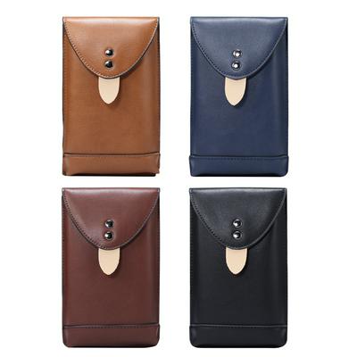 Men's Universal Fashion Waist Pack Casual Sports Solid Color PU Leather Phone Cover for 4.7-5.3/6.7-6.9 inch Cell Phones