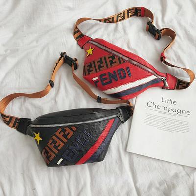 Printed Leather Waist Pack Waterproof Doubling Stitching Shoulder Bag