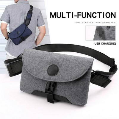 Men's Casual Business Crossbody Bag Outdoor Sports Multifunctional Chest Bag with USB Charging Interface