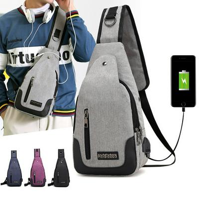 Multifuntional Shoulder Bag Anti-theft Casual Bag with Zippers and Eyelet for Earphones Cable Passing Through