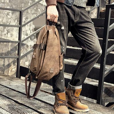 Men's Retro Crossbody Bag Waterproof PU Leather Bag with External USB Port and Racket Slot