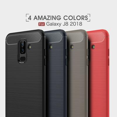 Carbon Fiber Brushed Non-Slip Shockproof Soft TPU Back Cover Case for Samsung Galaxy J8 2018