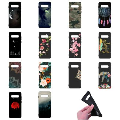 Black Background Frosted with Colored Pattern Anti-Scratch Soft TPU Back Cover Protective Case for Samsung Galaxy S10 Lite