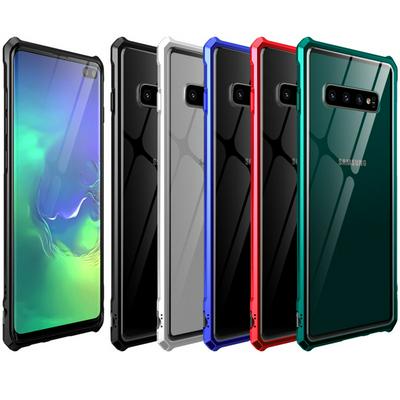 Ultra Slim Shockproof Anti-Scratch Tempered Glass Back + Metal Frame Back Cover Case for Samsung Galaxy S10+ / S10 Plus