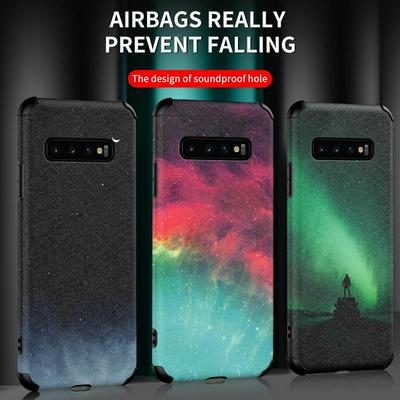 3D Color Spray Pattern Frosted 2 in 1 Four Corners Airbags Anti-Fall Sound-Proof Dust-Poof PC + Soft TPU Back Cover Case for Samsung Galaxy S10+ / S10 Plus