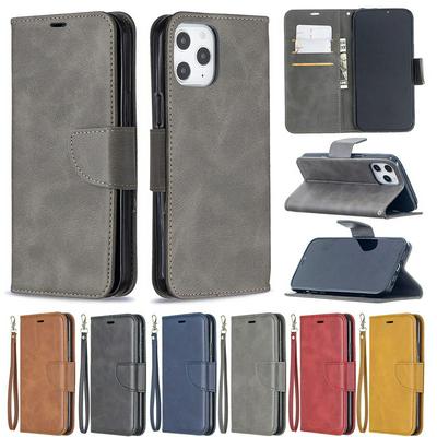 Solid Color Sheep Pattern Wrist Strap Style Shock-Absorption Side Flip PU Leather + Soft TPU Card Slots with Magnetic Buckle and Stand Wallet Case for iPhone 12 Pro Max 6.7
