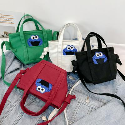Fashionable Canvas Tote Bag Cartoon Pattern Shoulder Bag for Daily Purpose