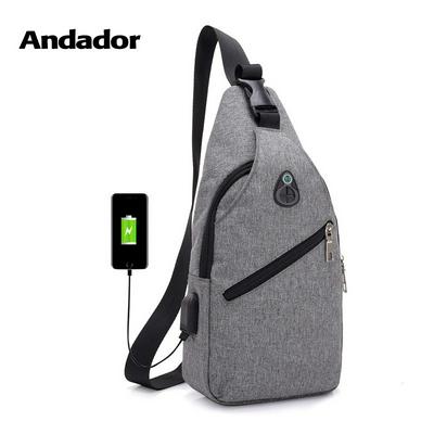 Fashion Outdoor Casual Anti-Theft Oxford with External USB Charging Port Cross Body Single Shoulder Chest Bag for Men 