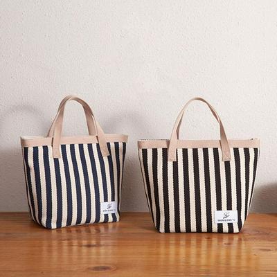Women's Stripe Canvas Bag Hit Color Japanese Type Fashion Handbag