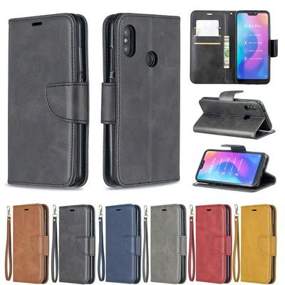 Wallet Case for Redmi 6 Pro, Plain Fine Leather Phone Case with Detachable Lanyard, 3 Card Slots, Cash Pocket, Kickstand and Magnetic Closure