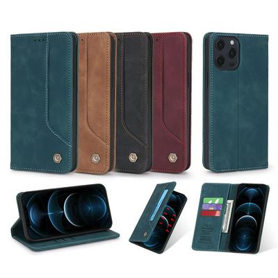 Retro Classic Strong Magnetic Type Shockproof PU Leather Wallet Phone Case for iPhone 12 Pro Max(6.7)