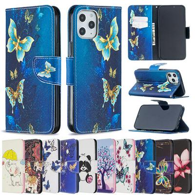 Colored Painting Side Flip Shockproof PU Leather + Soft TPU Magnetic Buckle with Stand and Card Slots Wallet Protective Case for iPhone 12 Pro Max 6.7